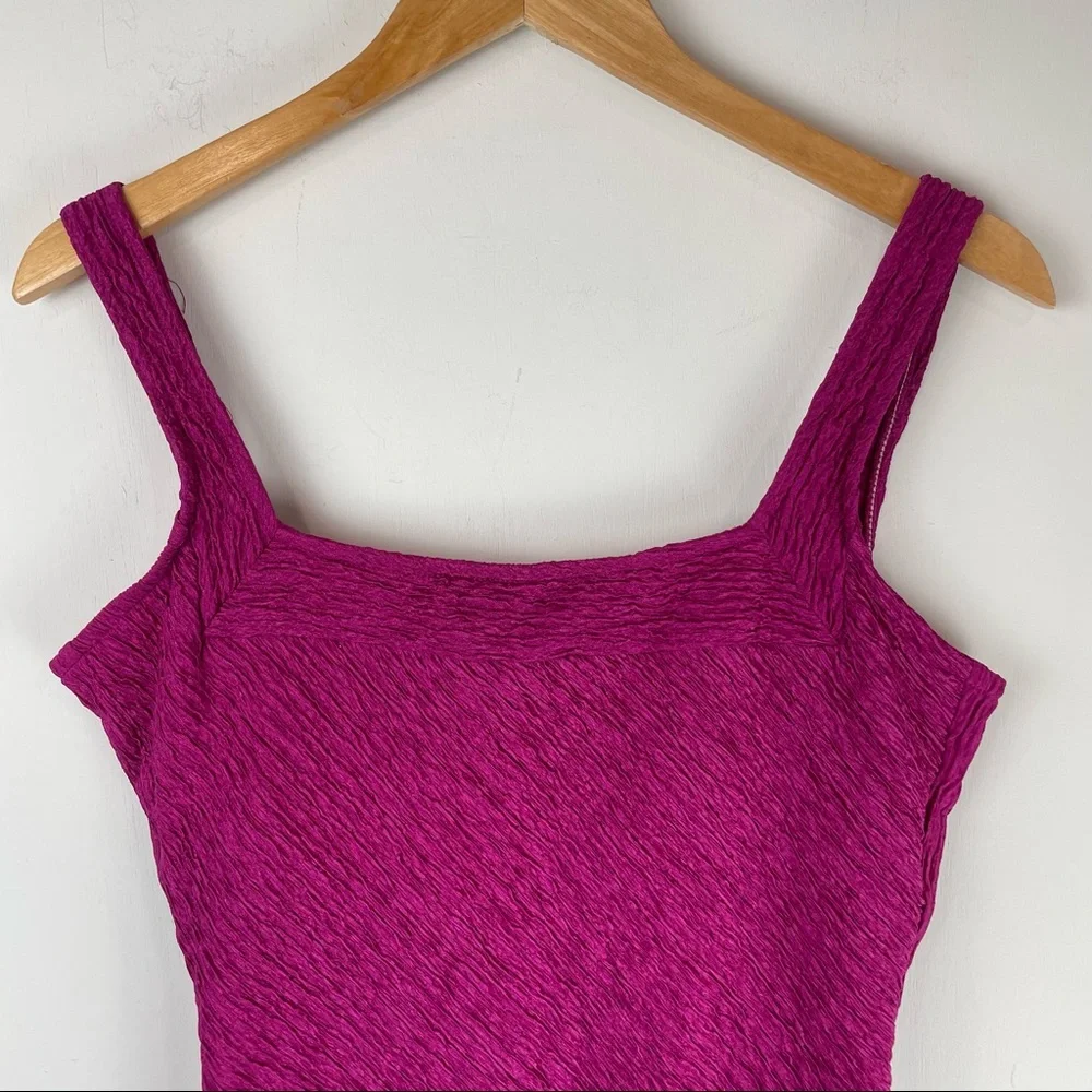 Vintage Y2K Magenta Textured Stretch One Piece Swimsuit Sz Large